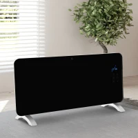HOMCOM Radiador eléctrico Calefactor de vidrio Convector de Pared/Pie con Pantalla Táctil Temporizador y Control Remoto 2 Nivels Calor 1000/2000W(m-2)