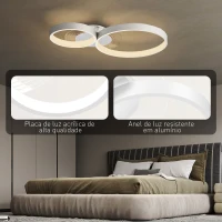 HOMCOM Candeeiro de Teto LED 40W Candeeiro Moderno com Iluminação LED 3000K/4000K/6500K 59x38x7,4 cm Branco(m-6)