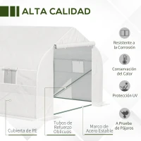 Outsunny Invernadero Tipo Caseta de Jardín o Terraza 6x3x2 m para Cultivo de Plantas y Semillas Color Blanco(m-4)