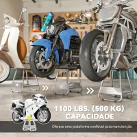 HOMCOM Suporte para Motocicleta Suporte Elevador de Motocross de Aço Carga 500 kg com Plataforma Antiderrapante 36x40x40,5 cm Cinza(m-4)