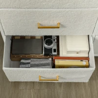 HOMCOM Stoffen Dressoir, 9 Laden, Stalen Frame, Elegant, Veelzijdig, Wit(m-9)