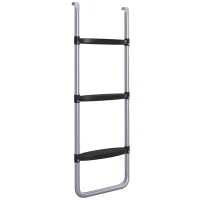 SPORTNOW Scaletta per Trampolino Elastico Regolabile a 3 o 2 Scalini in Acciaio, 97x32cm, Argento(m-1)