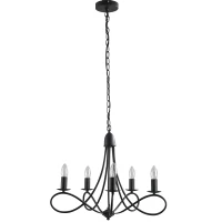 HOMCOM Lustre suspension style néo-rétro 5 chandeliers 40 W max. 230 V longueur câble réglable dim. Ø58 x 45H cm métal noir(m-11)