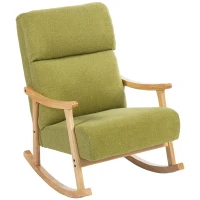 HOMCOM Poltrona Baloiço Moderna em Borrego com Apoio para os Braços de Madeira de Faia Poltrona de Amamentação 65x90x98 cm Verde claro(m-11)