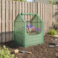 Outsunny 61 x 61cm Garden Planter Bed, with Cover - Green and Silver(m-14)