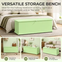 HOMCOM 114L Large Storage Chest, Green Bench Trunk with Safety Hinge for Bedroom, Living Room & Entryway(m-4)