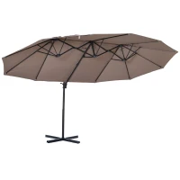 Outsunny parasol met zwengel dubbele parasol tuinparasol zonwering metaal bruin(m-1)