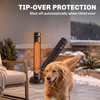 Outsunny 2000 W Electric Infrared Patio Heater, Free Standing Oscillating Outdoor Garden Heater with Knob/Remote Control, Black(m-8)