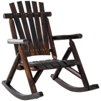 Outsunny schommelstoel met armleuningen, weerbestendig, massief hout donkerbruin(m-1)