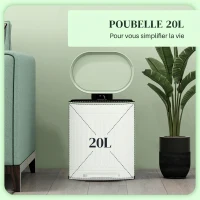 HOMCOM Poubelle de cuisine poubelle à pédale 20L couvercle à fermeture douce seau intérieur amovible 36,5 x 31,2 x 45 cm vert(m-4)