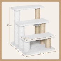 PawHut Luxe Huisdiertrap met Speelbal en Krabfunctie, Wit(m-3)