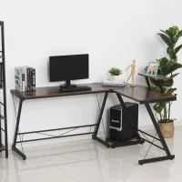 HOMCOM Scrivania Angolare Reversibile per Computer e PC in Stile Industriale, per Ufficio o Camera, in Legno 155x115x91.5cm(m-10)