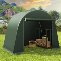 Outsunny 8 x 4 ft Garden Storage Tent, Waterproof Bike Tent with Roll-up Zipper Door and Galvanised Metal Frame, Green(m-7)