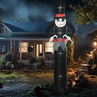 Outsunny Giant 10ft Halloween Inflatables Tall Ghost with Hat, Build-in LEDs Blow Up Scary Outdoor Decorations, for Party Yard Garden Lawn Decoration(m-4)