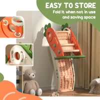 AIYAPLAY 3 in 1 Foldable Toddler Slide with Basketball Hoop, Climber, Carrot-themed, for 1-3 Years(m-5)