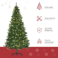 HOMCOM 6FT Christmas Tree Warm White LED Light Holiday Home Decoration, Green(m-4)