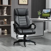 Vinsetto Fauteuil de bureau massant  fauteuil bureau ergonomique grand confort hauteur réglable fonction dossier à bascule revêtement synthétique noir(m-13)