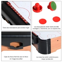 HOMCOM Air Hockey Juego de Mesa de Madera con Ventilador 2 Discos y 2 Empujadores 56x31x10.5cm(m-5)