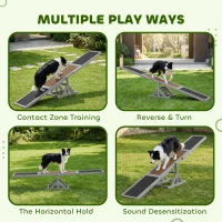 PawHut Wooden Pet Seesaw for Big Dogs, Dog Agility Equipment with Anti-Slip Surface - Grey(m-6)