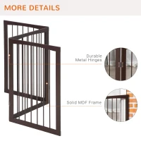 PawHut 3 Panel Stair Gate Foldable Dog Door Gate Indoor Free Standing Safety Gate Pet Barrier 76cm Height(m-6)