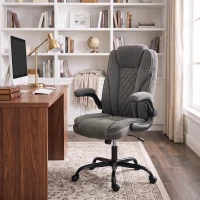 HOMCOM Office Chair, Ergonomic Desk Chair with Flip-up Armrest, Pocket Springs, Swivel Wheels, Adjustable Height, Dark Grey(m-8)