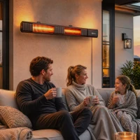 Outsunny 3000 W Electric Infrared Patio Heater, Wall Mounted IP65 Garden Heater with 9 Heat Settings, 24 H Timer, Black(m-2)