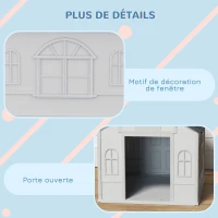 PawHut Niche pour Chien Extérieur pour Chiens Moyens et Grands, Maison pour Chien en PP Imperméable avec Toit en Pente, Porte Avant Ouverte et Ouverture d'Aération au-Dessus, 65 x 75,7 x 63 cm, Gris(m-6)