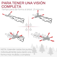 HOMCOM Árbol de Navidad Artificial 150 cm con 220 Luces LED 588 Ramas y Patas de Metal Árbol Navideño para Interior Verde(m-8)