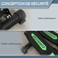 HOMCOM Stepper avec guidon, stepper de fitness avec écran LCD, pédales antidérapantes, marche d'escalier pour maison, bureau, salon, salle de sport, vert et noir(m-7)