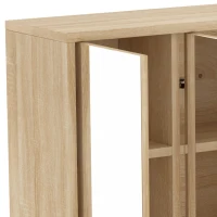 HOMCOM Móvel de Casa de Banho com Espelho Armário de Parede para Casa de Banho com 3 Portas e 8 Compartimentos Carvalho(m-7)