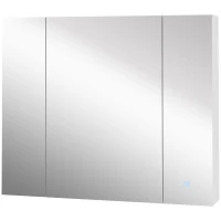 kleankin Armario de Baño con Espejo Luces LED Estantes Ajustables y USB Estilo Moderno 90x15x75 cm Blanco(m-11)