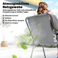 Outsunny Tuinmeubelset Zitgroep 119 x 68 cm Glazen Tafel met 6 Klapstoelen Parasol Waterstructuur Grijs(m-5)