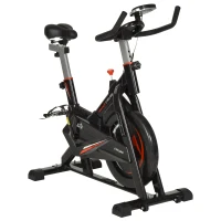 HOMCOM Cyclette da Casa per Allenamento in Acciaio Nero, Cyclette Professionale da Seduti Capacità 120 kg con Supporto per Cellulare, Monitor LCD, Manubrio e Resistenza Regolabile, Volano 10kg(m-1)