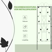 Outsunny Rankgitter Stahl 2er Set zum Stecken rostfrei Rankhilfe mit Blättern 50 x 186 cm Schwarz(m-6)