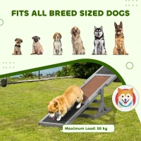 PawHut Wooden Pet Seesaw for Big Dogs, Dog Agility Equipment with Anti-Slip Surface - Grey(m-8)