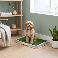 PawHut Toilette pour chien litière avec tapis en gazon artificiel plateau et panneau grillagé 46,5 x 34 cm(m-9)
