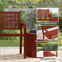 Outsunny Buitenbank, Tuinbank van Staal, Uitgesneden Rugleuning, Armleuningen, Voor 2 Personen, Rood(m-5)