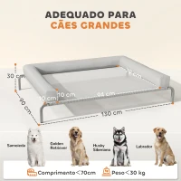 PawHut Cama Elevada para Cães com Latertais Amovíveis Cama Elevada para Cães Grandes Portátil com Malha Respirável 130x90x30 cm Cinza Claro(m-3)