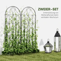Outsunny Klimrek Metaal Set van 2 om in te steken roestvrij klimhulp voor klimplanten 50x150 cm Zwart(m-4)