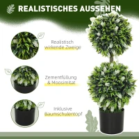 HOMCOM Set van 2 Kunstplanten, UV-bestendige Kunstplant in Bloempot, 70 cm Kamerplant voor Woonkamer, Tuin(m-4)