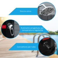 Outsunny Doccia Solare Riscaldata 55° per Esterno con Serbatoio da 35 Litri e Miscelatore, Nero(m-5)