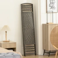 HOMCOM 4 Panel Folding Privacy Screen, Room Divider with Pine Wood Frame for Living Room and Office, Dark Grey(m-9)