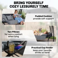 Outsunny Three-Person garden Swing Chair, with Adjustable Canopy - Dark Grey(m-7)