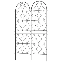 Outsunny Klimrek Metaal Set van 2 om in te steken roestvrij klimhulp voor klimplanten 50x150 cm Zwart(m-10)