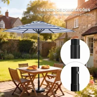 Outsunny Chapéu de Sol Exterior Ø230 cm com Ângulo Ajustável e Manivela Impermeável Azul e Branco(m-7)