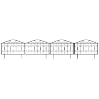 Outsunny Decorative Garden Fencing, 8PCs Outdoor Picket Fence Panels, Rustproof Metal Wire Landscape Flower Bed Border Edging Animal Barrier, Black(m-8)