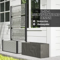 Outsunny Hoogbed met klimrek in rattanlook plantenbak bloembak met rankhulp 90 x 35 x 148 cm Grijs(m-5)