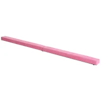 HOMCOM Poutre de gymnastique pliable poutre d'équilibre antidérapante 2,1 m revêtement daim rose(m-10)