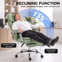 HOMCOM Executive Office Chair, PU Big and Tall Office Chair 180 kg with Wide Seat, Reclining, Lumbar Support, Light Green(m-8)