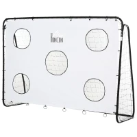 HOMCOM But de football 2 en 1 avec cible de tir, cage de foot exterieur avec 5 cible pour entraînement, 240 x 88 x 174 cm blanc(m-1)